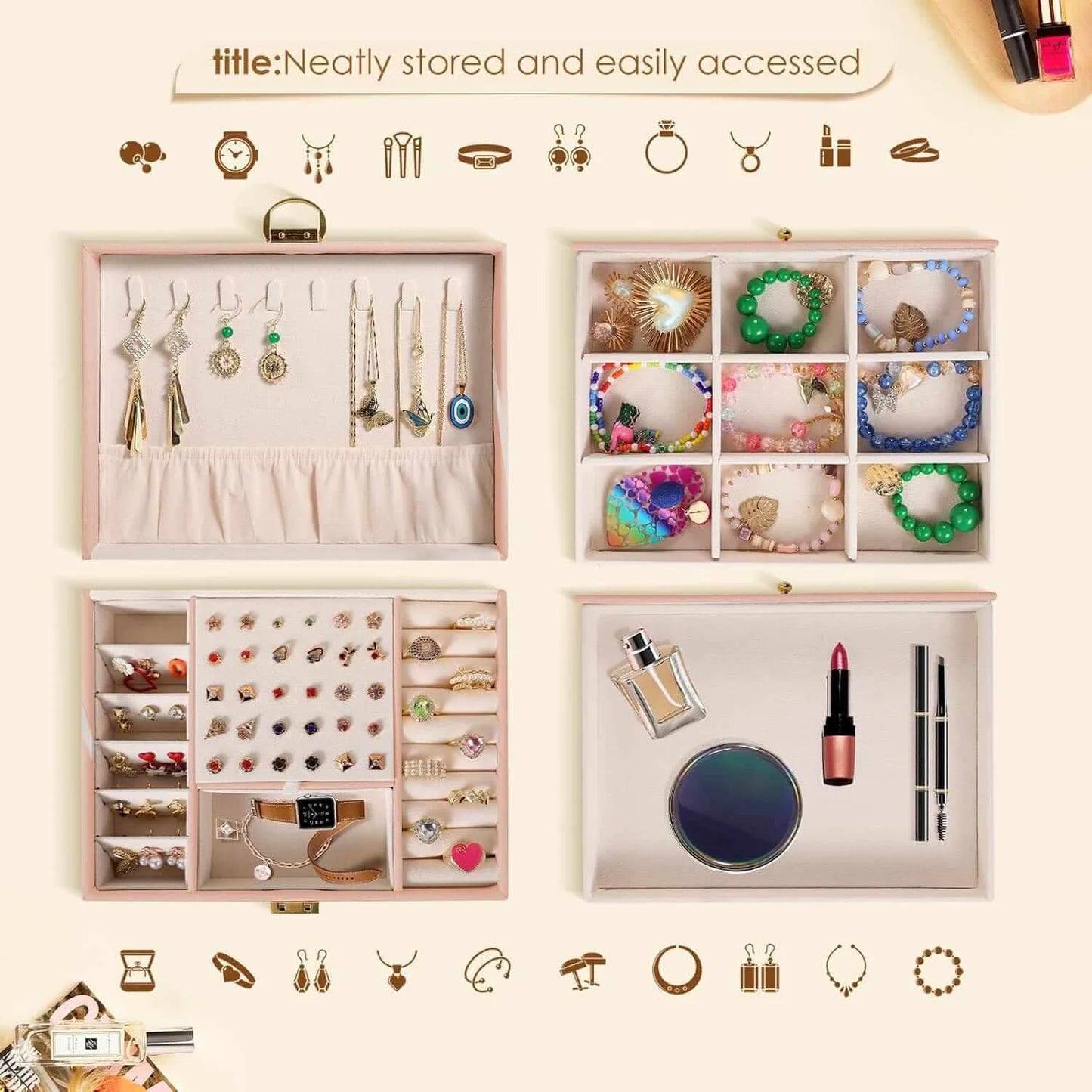3-Layer Lockable Jewelry Box
