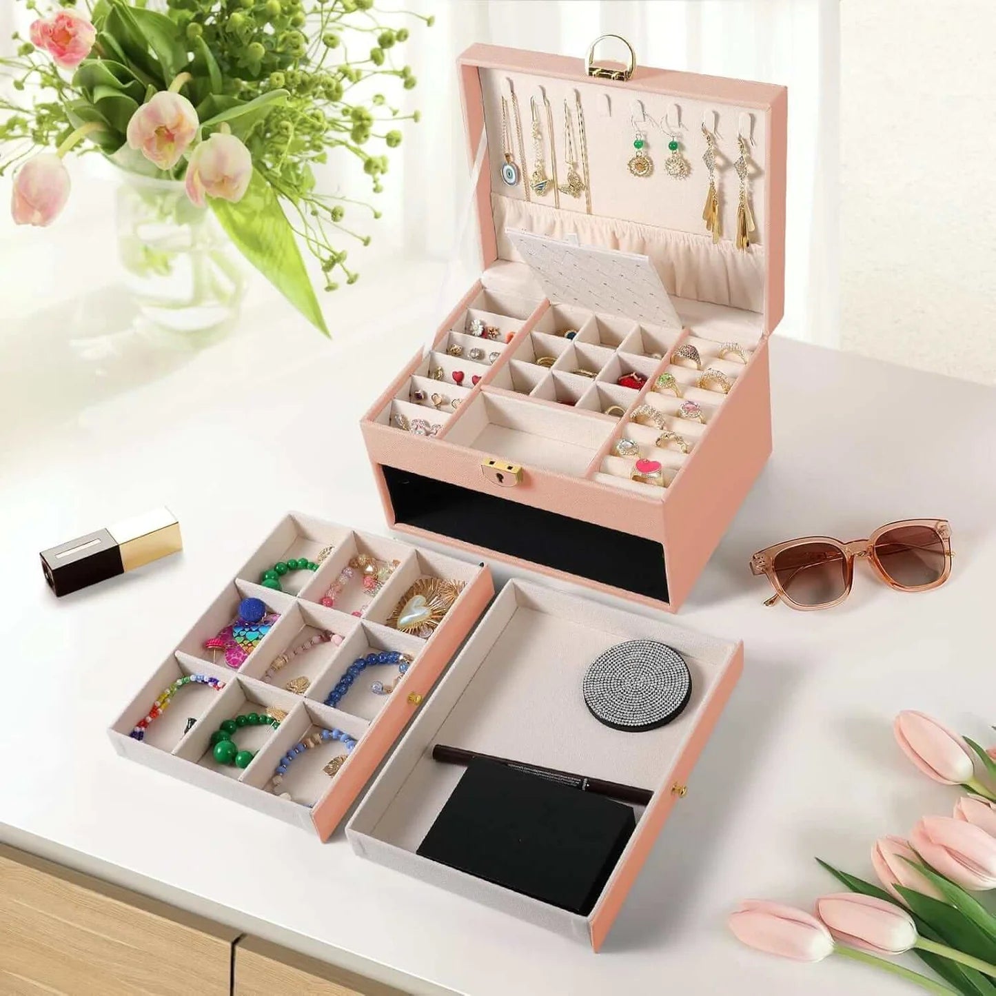3-Layer Lockable Jewelry Box