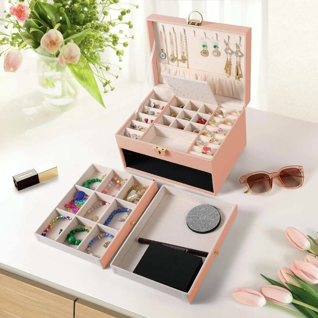 3-Layer Lockable Jewelry Box